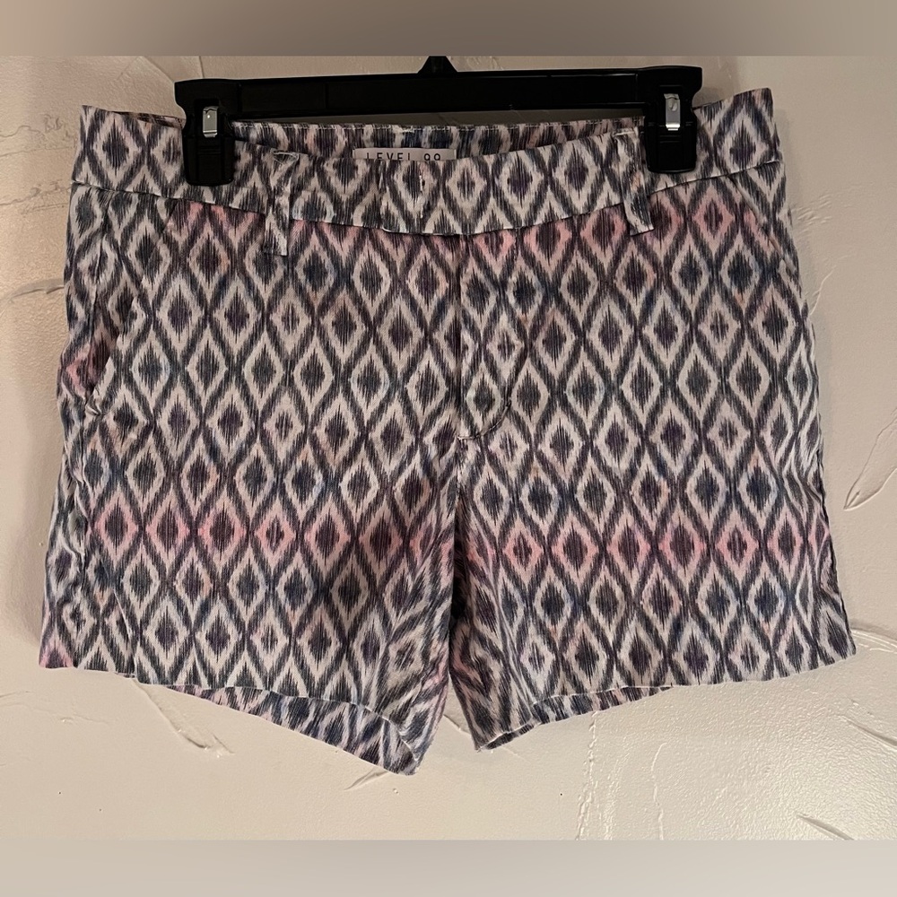 Level 99 Anthropologie Linen Cindie Ikat Aztec Print Coastal Shorts SZ 28